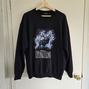 Black Wildlife Wyoming Crew Neck Sweatshirt Elk